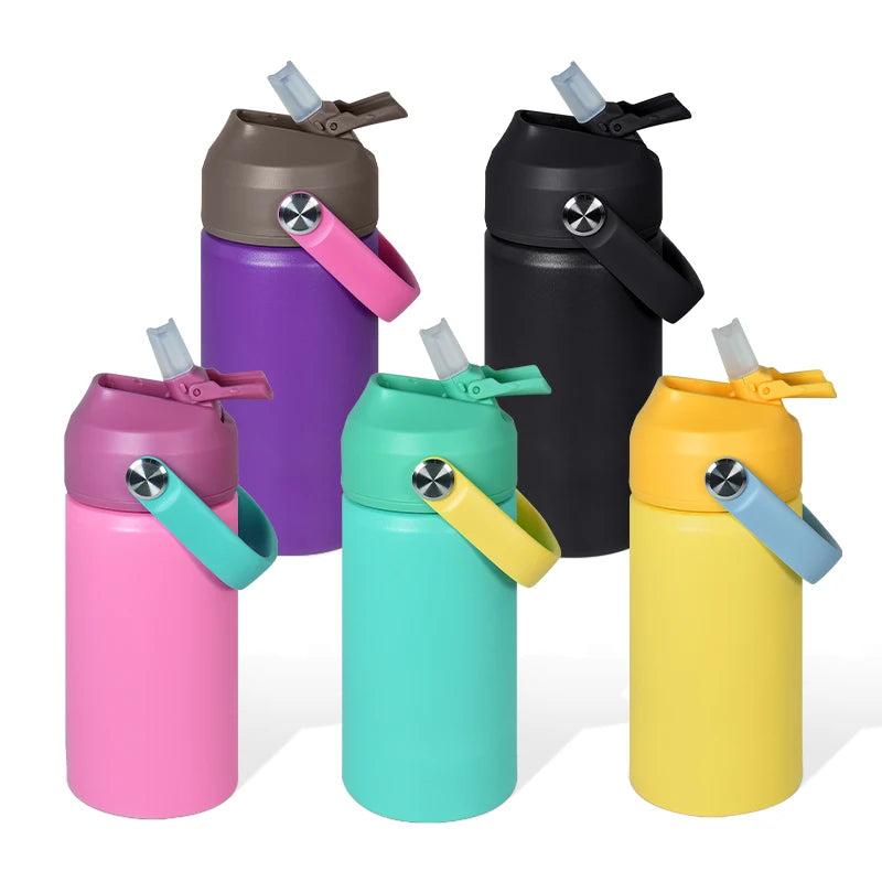 Custom logo 12oz 350ml Stainless Steel Vaccum Insulated Water Bottle 12oz Sippy Cup Kids Bottle with Handle