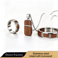 Geometric 316L Stainless Steel Necklace Jewelry Wood Inlay Minimalist Style Groomsmen Gift Support ODM Custom Factory Wholesale