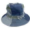 Custom Retro Washed Patchwork Bucket Hat with Denim Frayed Brim Fashion Travel Bucket Cap for Men Women Casual Scene Custom Logo
