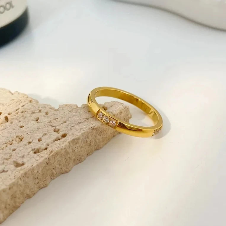 Minimalist Micro Set 12 Diamond Titanium Steel Rings for Women 18k Gold Non Fading Couple Ring Fashion Jewelry