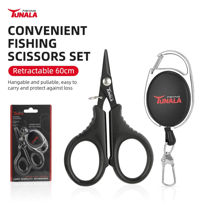 Wholesale Portable Mini Size Braided Stainless Steel Outdoor Fishing Cutter PE Braided Line Scissors with Retractor
