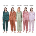 18 Colors High Quality RTS Women's Long Sleeves 2 Piece Solid Plain Luxury Summer Silk Satin Pajamas Set Sleepwear Wedding Bride
