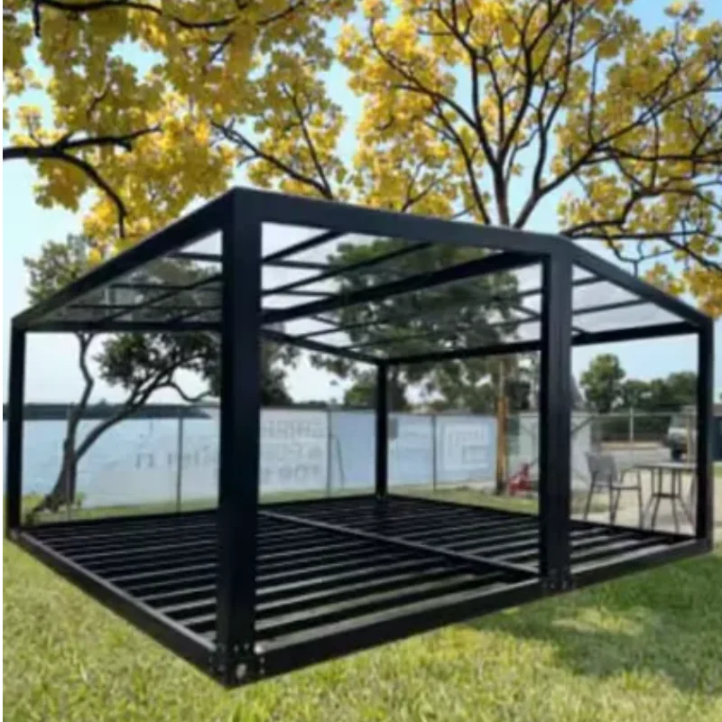 skillion roof container frame steel metal 20ft flat pack detachable container house frame for portable cabin prefab tiny house