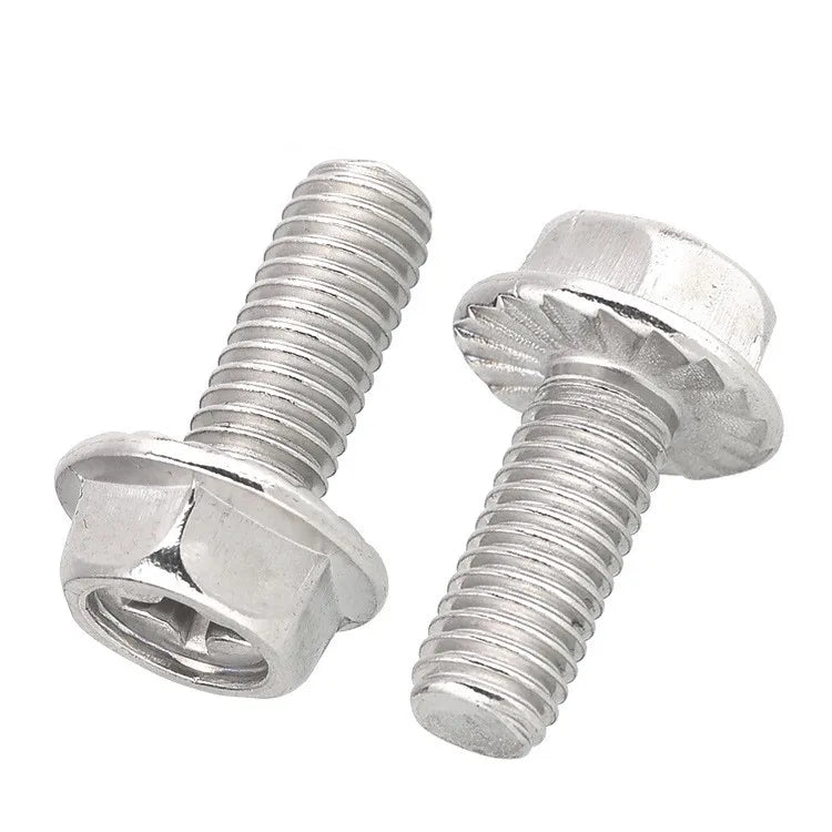 304 Stainless Steel Phillips Cross Recessed Hex Flange Head Screw M3 M4 M5 M6 M8 Sizes GB Standard Plain Finish