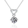 OLAN 1.0ct Moissanite Heart Pendant Jewelry Necklaces Women Interlocking Hearts 925 Sterling Silver Necklace for Christmas Gift