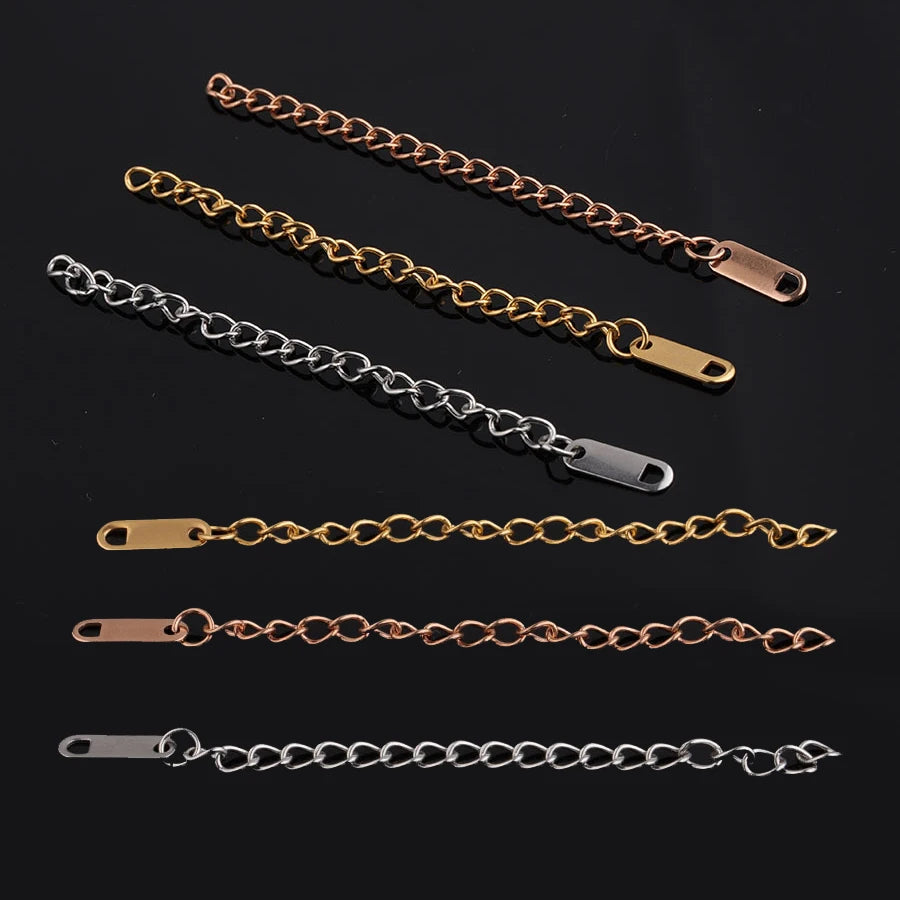 Custom Tail Extender Chain Diy Adjustable End Chains for Jewellery Findings Wholesale 18k Gold Stainless Steel Extension Chain
