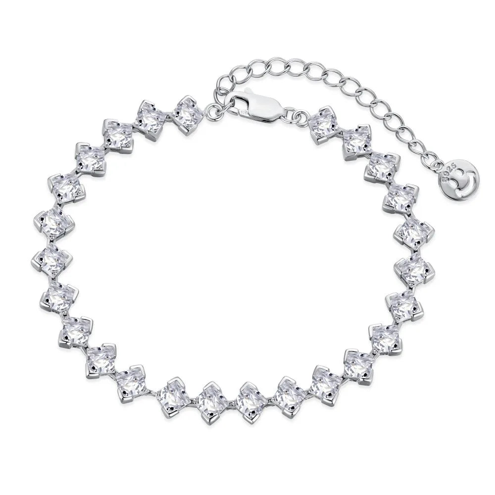 Fashion New Design Ins Custom Silver 925 14k Gold Plated Cubic Zirconia Adjustable Gold Tennis Bracelet
