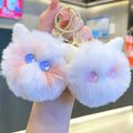 Wholesale Owl Shape Pom Pom Schoolbag Keychain Trendy Cute Animal Pompom Fur Ball Keychain for Bag