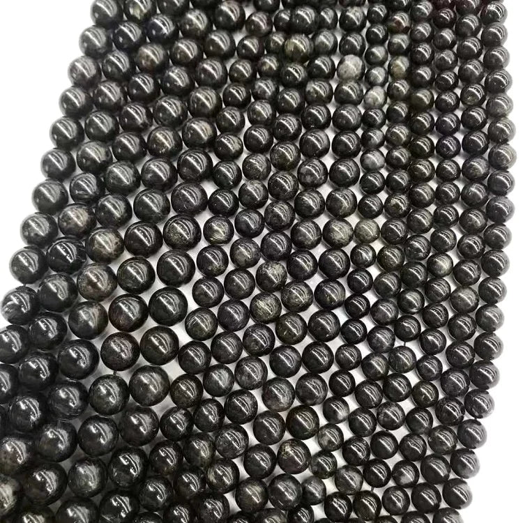 Wholesale Natural Astrophyllite Hornblende Gemstone Beads Round Beads Healing Power for Jewelry Making Bracelets Necklaces 15.5"