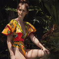 New Ruffled Swimsuit Bandage Bikini Backless Beachwear High Waist Printed  Swimwear