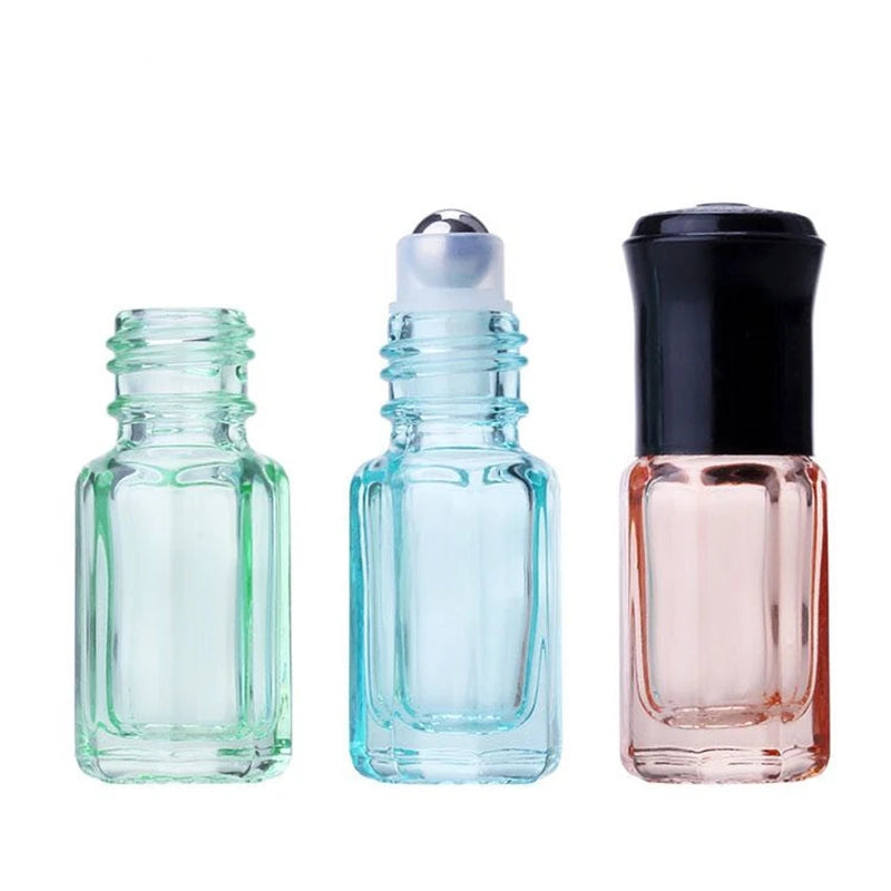 Mini 3ml 6ml 9ml 12ml Octagonal Shaped Perfume Bottle Essential Oil Glass Roll on Bottle
