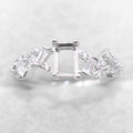 Sterling Silver 4*6mm Semi Mount Ring Square Shape Empty Frame Blank Claws Setting S925 Base Without Center Stone for Inlay DIY