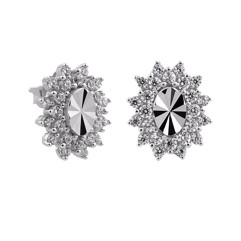 925 Sterling Silver White Cubic Zirconia Waterproof Stud Earrings Fancy Earrings Zirconia Cubic Luxury for Women