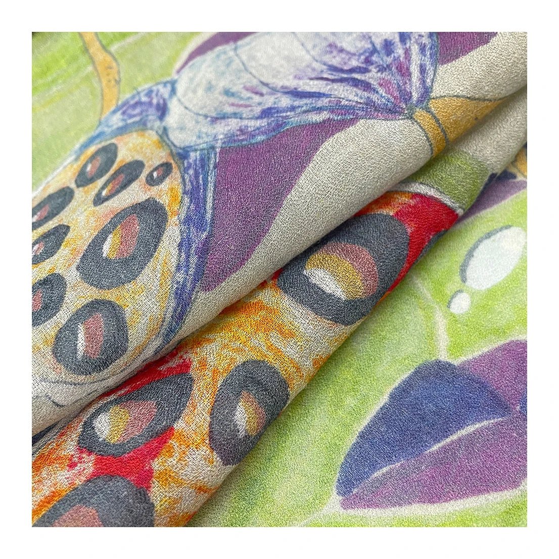 Eco Factory Customiation Lotus Leaf Printed Woven 100% Ramie Voile Fabric for Girls Dress Custom Color