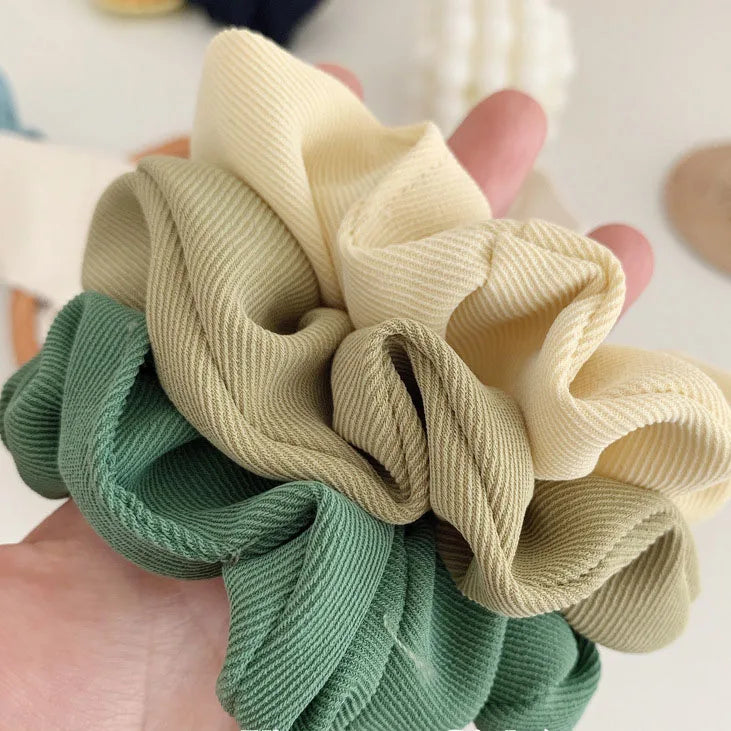 C779 Women's Scrunchies Korean Pleated Headbands for Girls Solid Color Elastic Rubber Bands Ponytail Woman Accessories