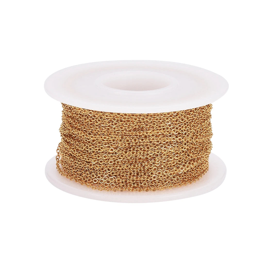 Pandahall 10m 1.3mm Soldered With Spool Oval Link Ion Plating(ip) 304 Stainless Steel Cable Chains