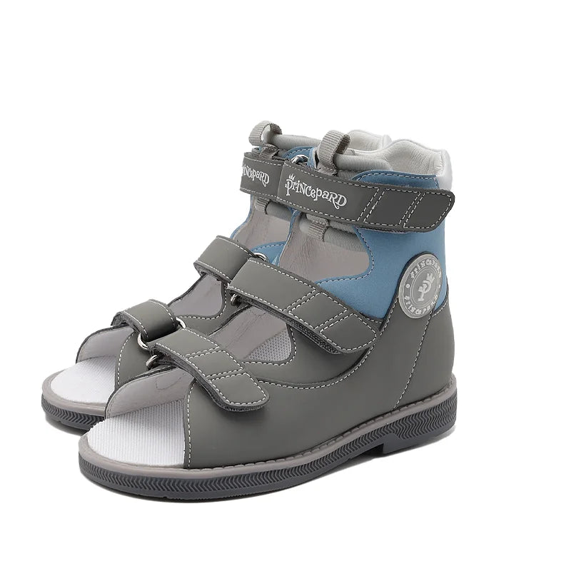 Princepard Wholesale Summer Shoes for Boys Kids Orthopedic Sandals Arch Support Flat Foot Orthopedic Children Shoes Grey Blue