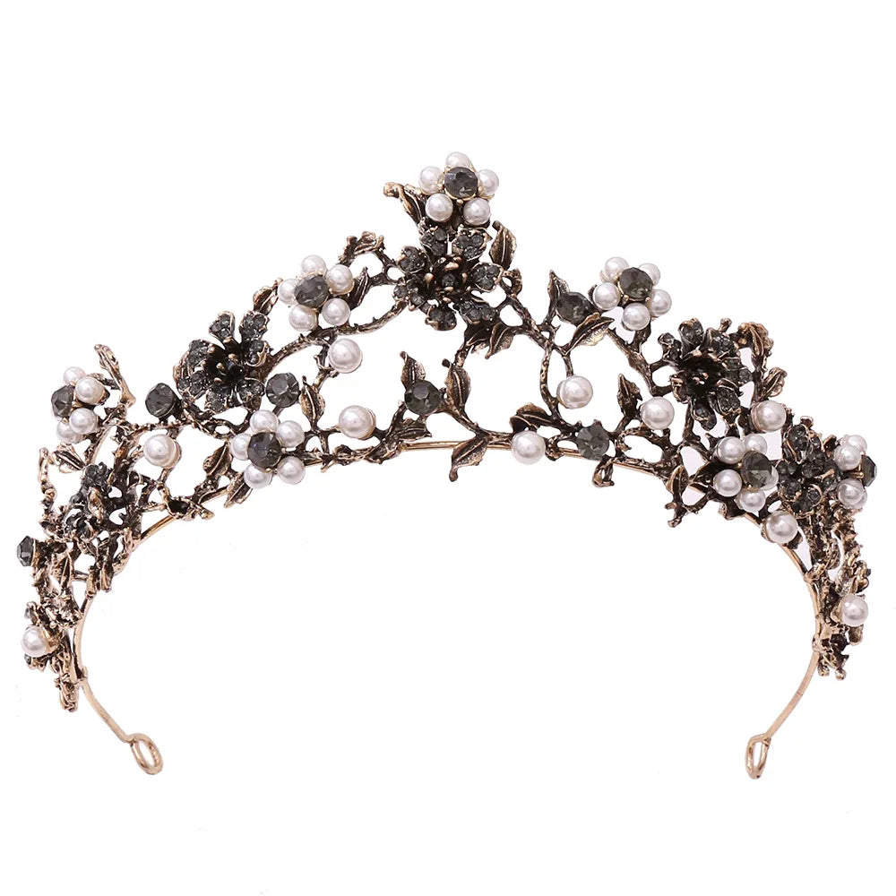 Handmade Antique Flower Leaf Pearl Headband Wedding Bridal Crown Tiara