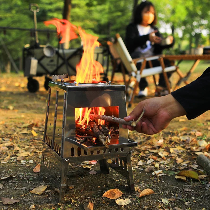 New Design Kitchen Accessories Light Stainless Steel Burning Family Portable Stove Outdoor Camping Wood Stove