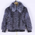 MWFur Silver Fox Hair Collar Jacket for Women Fashion Winter Season Street Luxury Silver Fox Fur Coat Casual Outwear