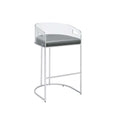 Modern Luxury Stainless Steel Silver Bar Chair Leather Coffee Chair Furniture