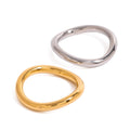 J&D 18K Gold Stainless Steel Minimalist Chic Jewelry Two-Tone Smooth Surface Liquid Wave Rings Set