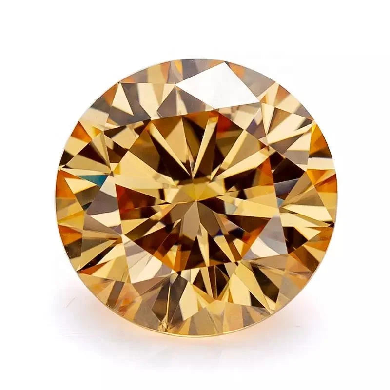 SICGEM Lab Created GRA Certified D Color VVS1 Clarity Loose Moissanite Round Brilliant Cut Champagne Color Fire