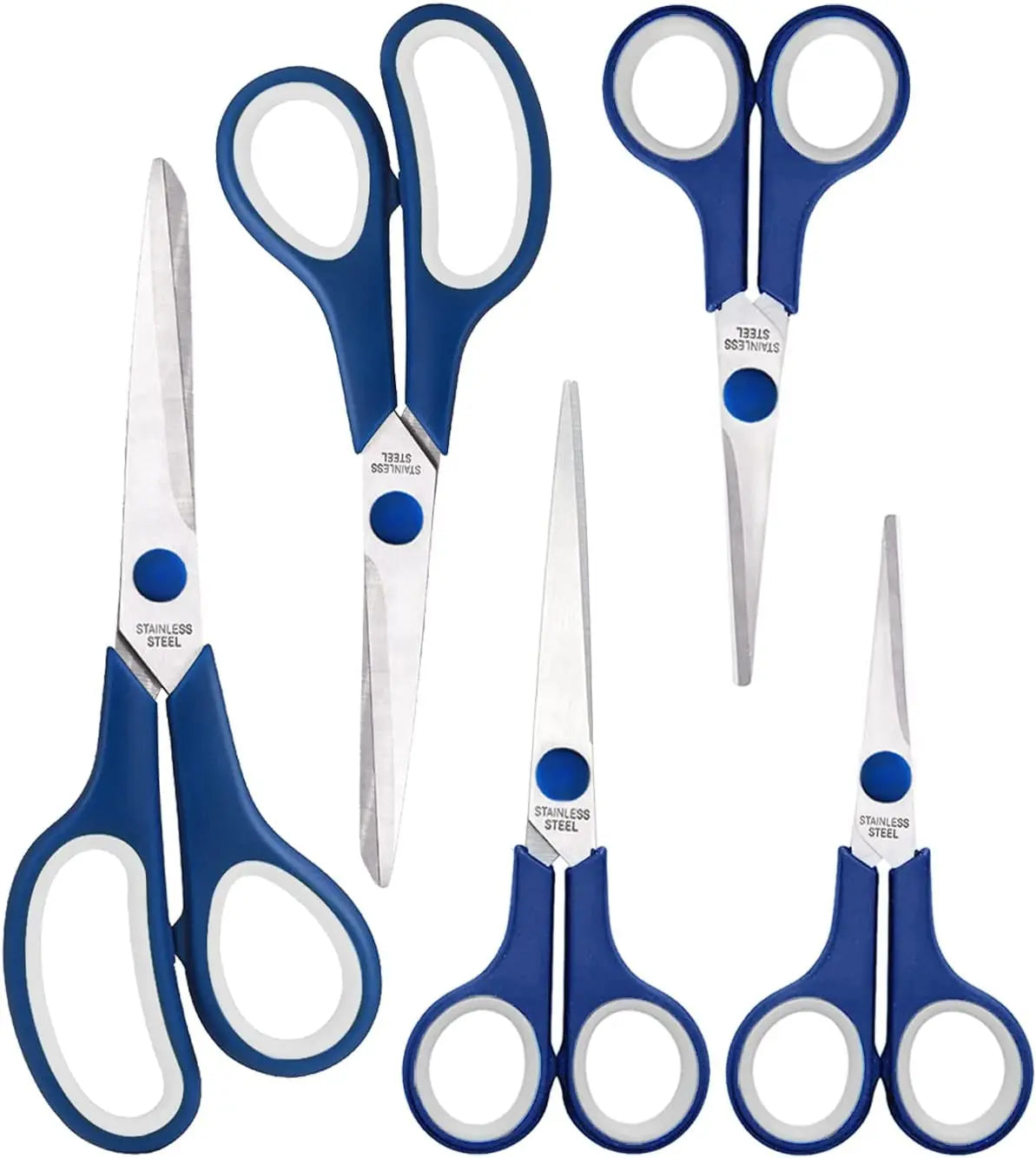 Craft Scissors Set of 5 All Purpose Sharp Stainless Steel Blades Shears Office Home Sewing Fabric Scissors with Ergonomic Handle
