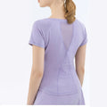 Summer Mesh Stitching Yoga Short Sleeve Sports Fitness T-shirt Women Round Neck Quick Drying Top Workout Clothing