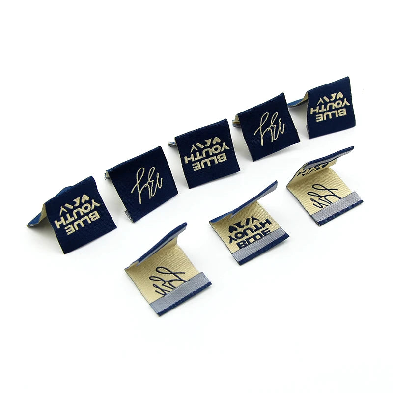 Custom Jacquard Woven Label End Fold Garment T Shirt Brand Sew on Clothing Washable Main Labels Textile Printed Woven Label