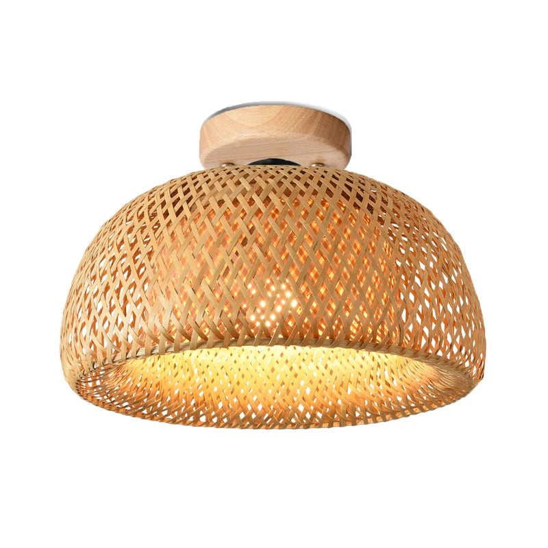 Rattan Farmhouse Surface Mounted Ceiling Light Fixture for Bedroom Kids Room Hallway Corridor Passway Entryway