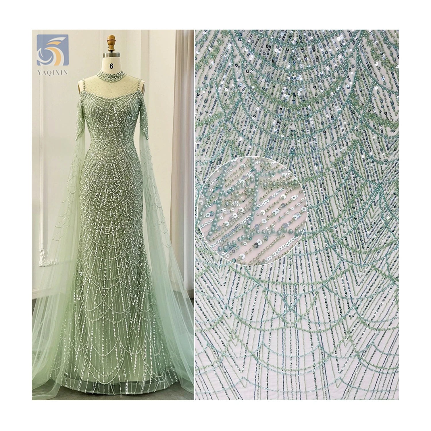 Luxury Lace Fabric 2024 Novel Design Golden Supplier Sequence Sequin Shiny Glitter Crystal Lace Fabric for French