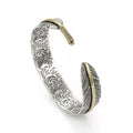 2022 Fashion Silver Bangles Adjustable Men Bangle Stainless Steel Feather Vintage Goro Bangles for Men