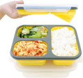 Collapsible BPA-Free 3 Compartment Lunch Box Durable Heat-Resistant Food Container Made of Food Grade Silicone for Kids