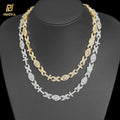 NUOYA Hip Hop Jewelry New Design Full Pave Zircon Gold Plated Chain Iced Out Diamond Eye Cross Link Chain Necklace for Women