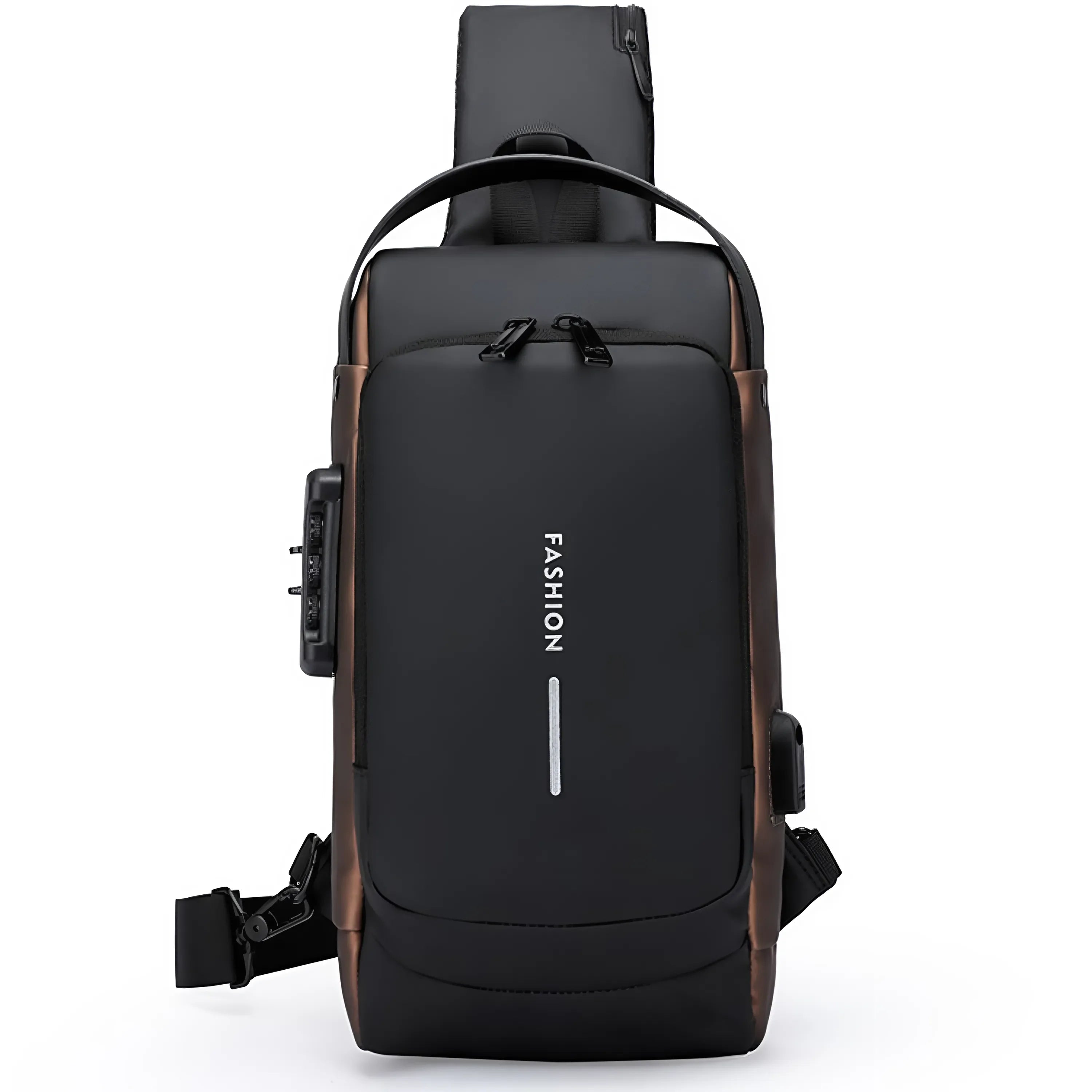Customizable Logo Unisex Anti-Theft Messenger Bag High Capacity USB Charging PU Material with Zipper for Office and Travel