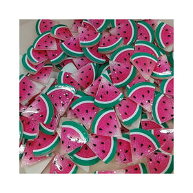 Bulk 100Pcs Summer Watermelon Fruit Plastic Charms Resin Flatbacks Buttons Beads for Fairy Garden Hair Acscessories Home Decor