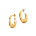 Creative Korean Stylish Trendy Stainless Steel 18K Gold Oval U Shape No Fading Hoop Earrings for Women's Anniversary Fashion