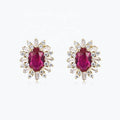 Best Jewelry Fashion Elegant Silver 925 Sterling Fine Jewelry Oval Shape Ruby Girl's Earrings