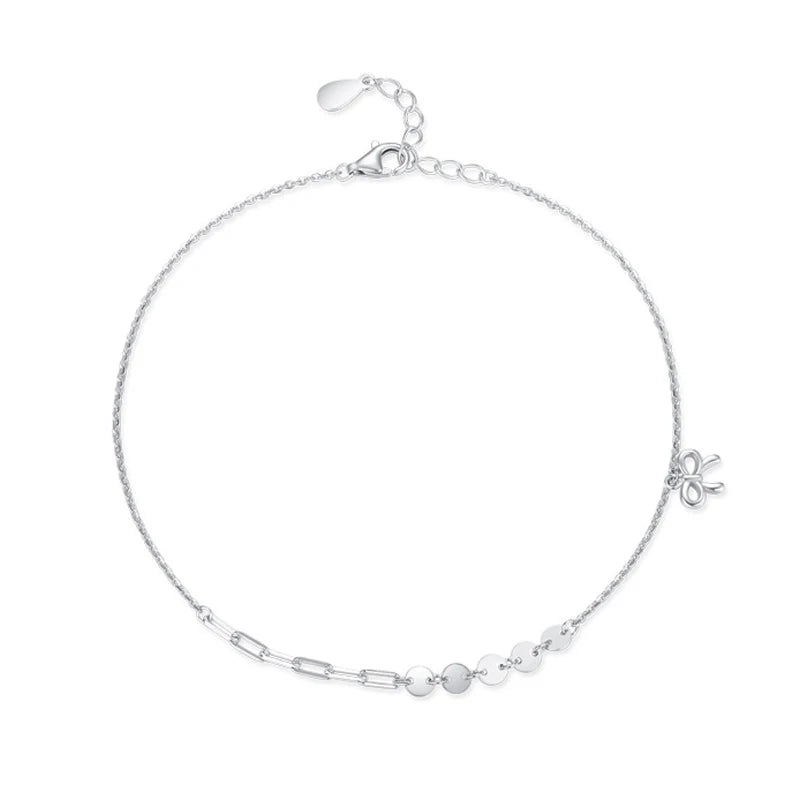 SL1696 925 Sterling Silver Beautiful Elegant Bowknot Bracelet Adjustable Cross Chain Link for Women Girls Valentine's Day Gift