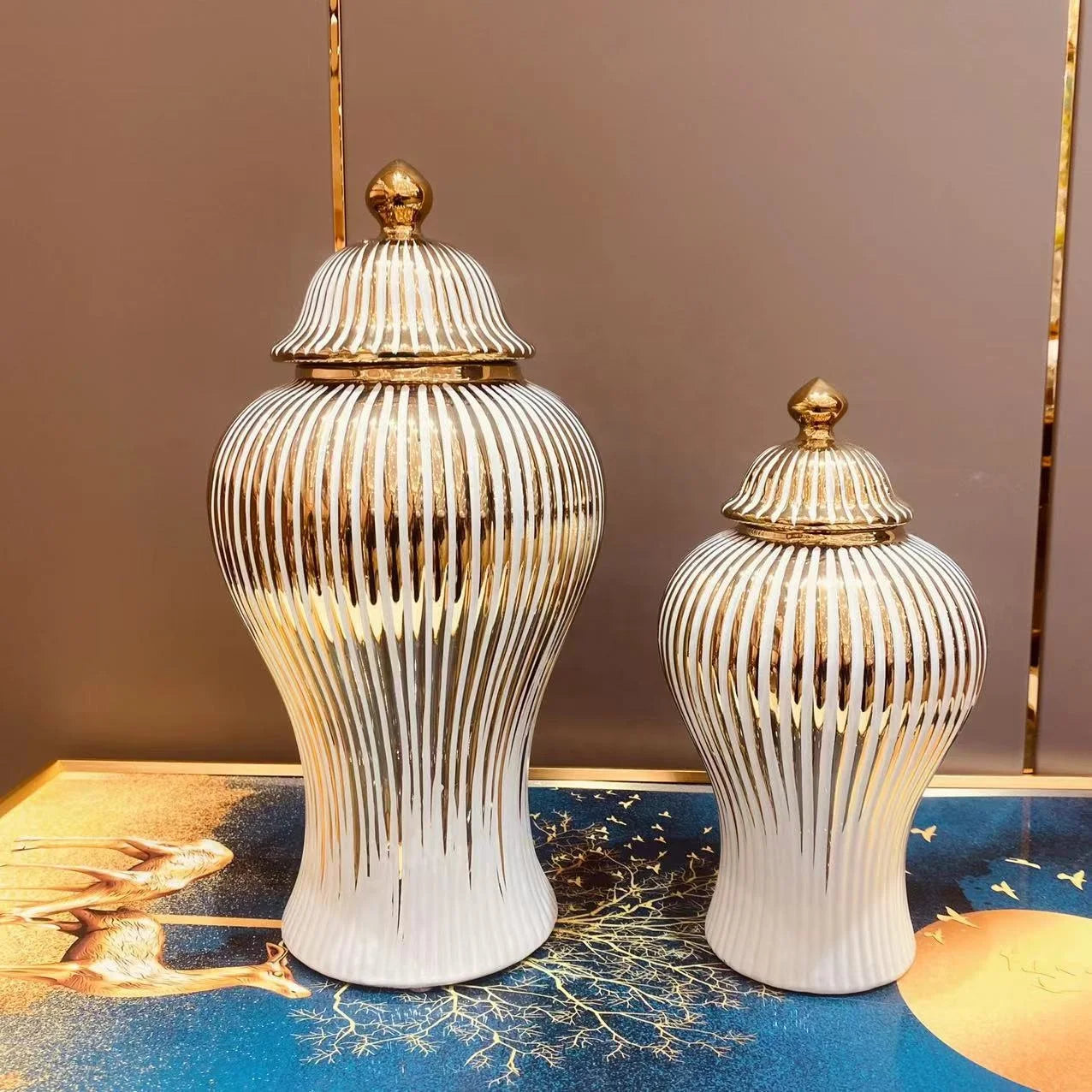 Nordic Style Electroplated Ceramic Tabletop Vase Modern Home Decoration Jar