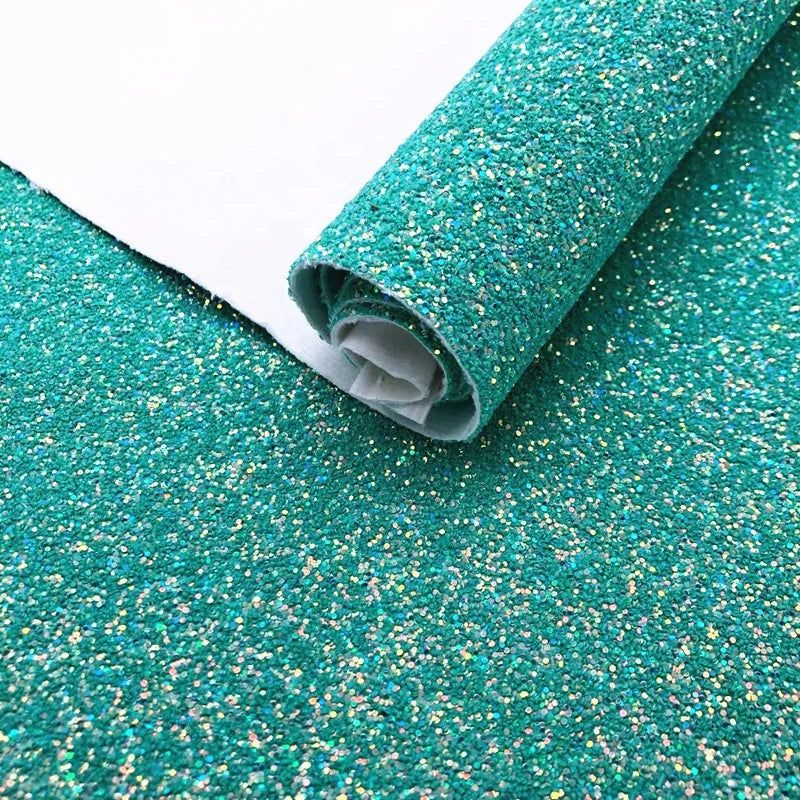 BY6232 Wholesale Christmas Chunky Glitter Fabric Holographic Leather Sheets for Bag Sofa Garment Outdoor Decoration Woven