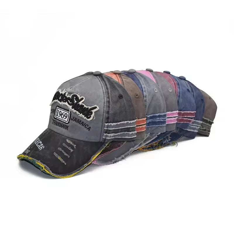 Wholesale Custom Vintage Cotton Unisex Adjustable Embroidery logo Distressed 5 Panel Baseball Cap