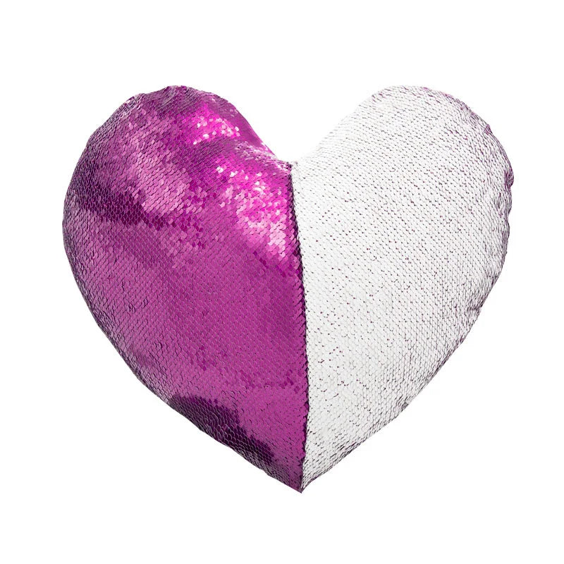 Custom Printing Valentine's Gifts Multi-color Heart Sequin Pillow Case Sublimation Blank Sequin Pillow Cases