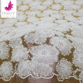 HY2480 Top End Quality White Heavy Beaded Pearls Embroidery Coiling Lace With Sequins for Wedding Bridal Dress