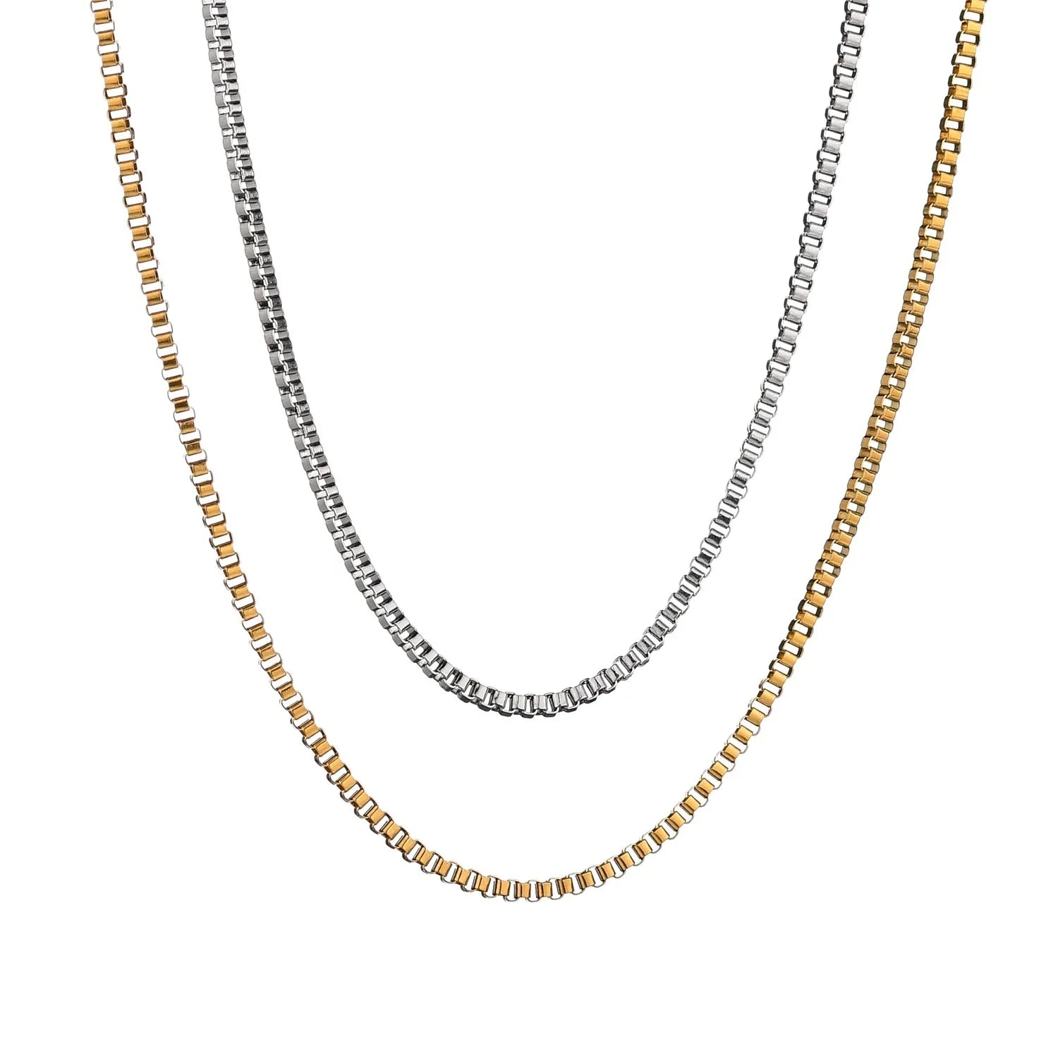 14k Yellow/White/Rose Gold Box Link Chain Necklaces Solid Gold Chain with Lobster Claw Clasp for Men Women Multi-specification