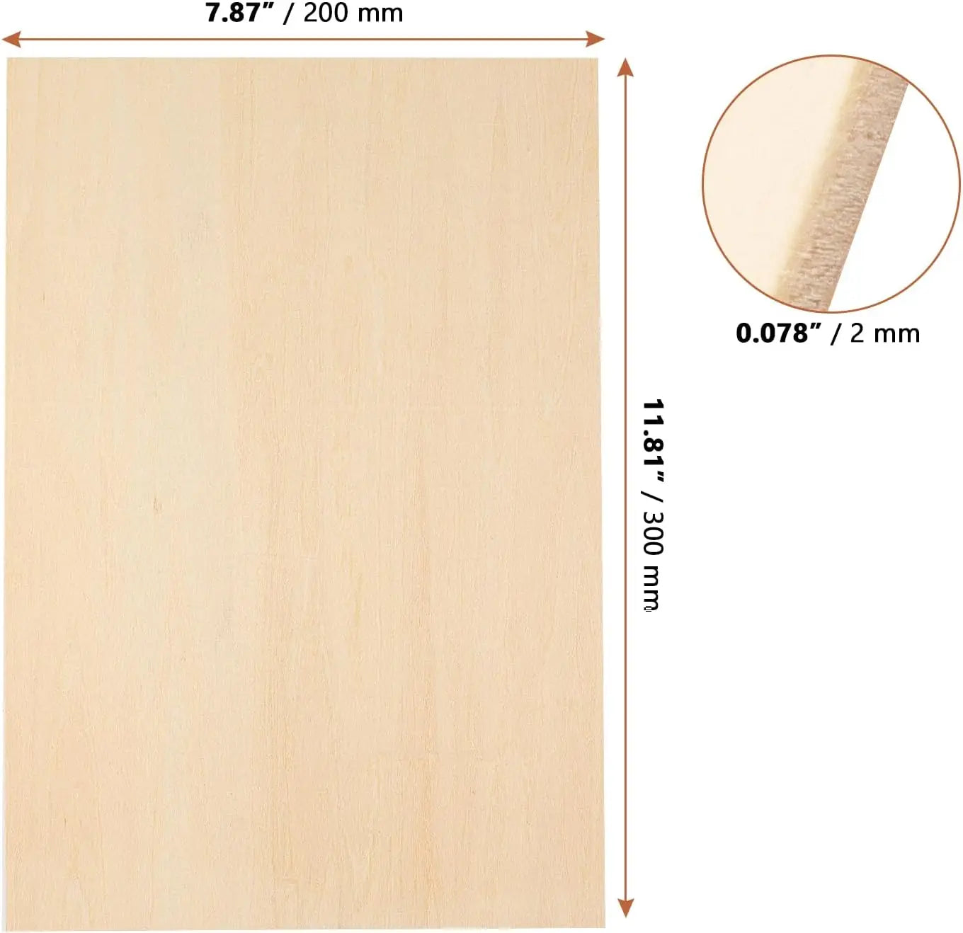 Lantise 10PCS 300x200x3mm for Certified Waterproof Birch Plywood Sheets Unfinished Wood Board for DIY Craft