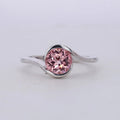 Starsgem Staggered Alternating Surrounding 8mm Round Cut pink Stone Padparadscha Silver Gold Sapphire Engagement Ring