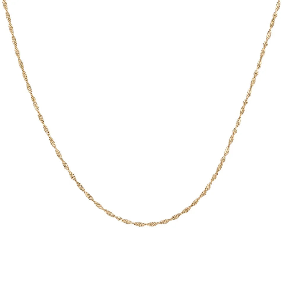 Nagosa Wholesale 925 Sterling Silver Brass Gold Vermeil Singapore Twist Rope Chain Necklace Women Jewellery