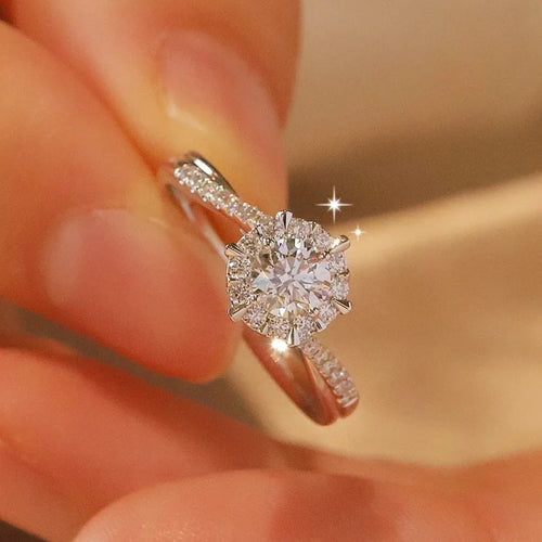 0.5ct 1ct Moissanite Rings Sterling 925 Silver Engagement Moissanite Wedding Rings Diamond Moissanite Ring